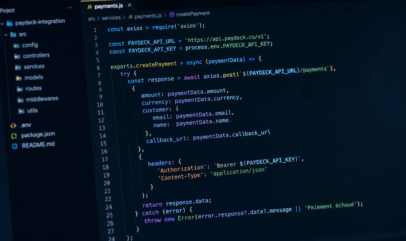 Intégrer l'API PayDeck
